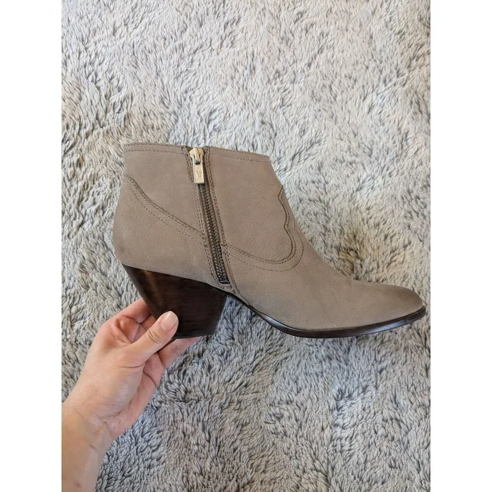 Frye Reina Bootie Boots Heels Leather Tan Taupe Size 7.5